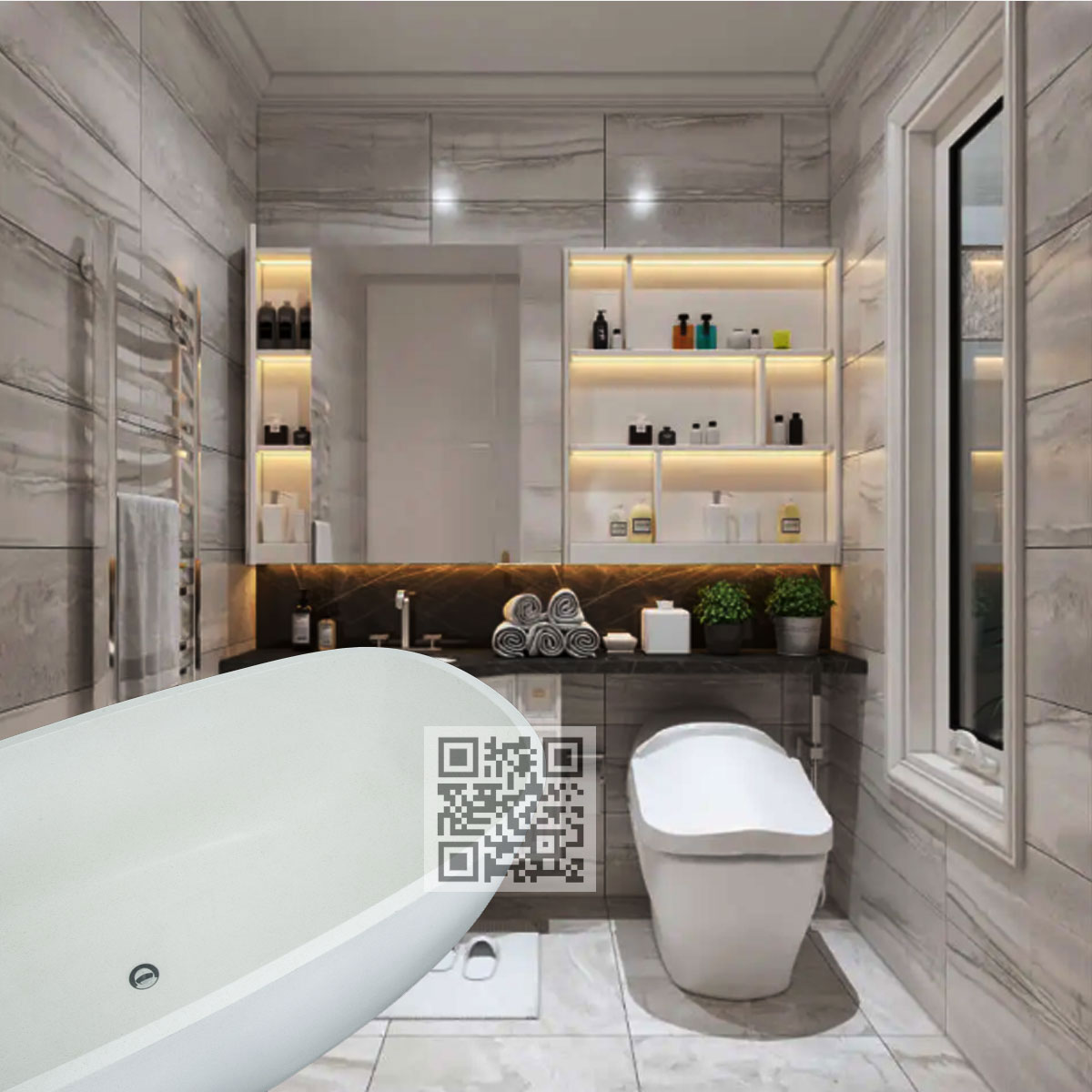 BTZ08 Terrazzo Bathtub – Natural Marble Stone Freestanding Bath - Image 6