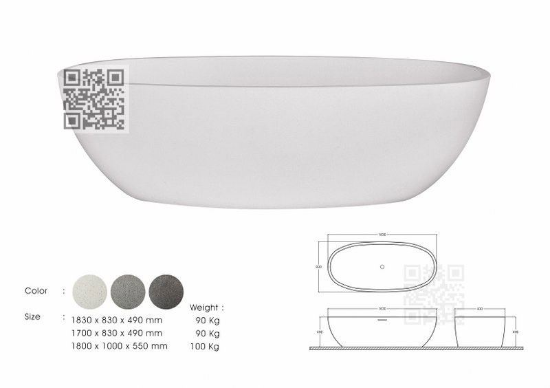 BTZ08 Terrazzo Bathtub – Natural Marble Stone Freestanding Bath - Image 7