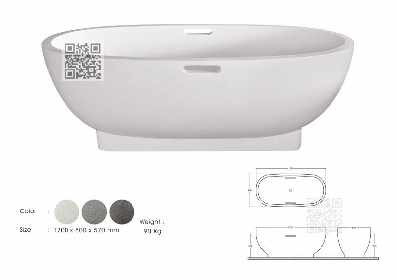 BTZ11 Terrazzo Bathtub – Elegant Freestanding Stone Bath - Image 6