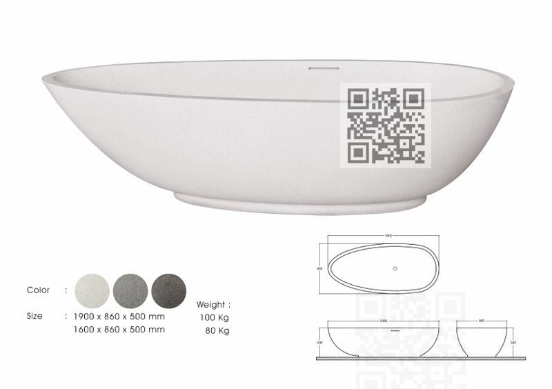 BTZ016 Terrazzo Bathtub – Egg Shape Freestanding Stone Bath - Image 6